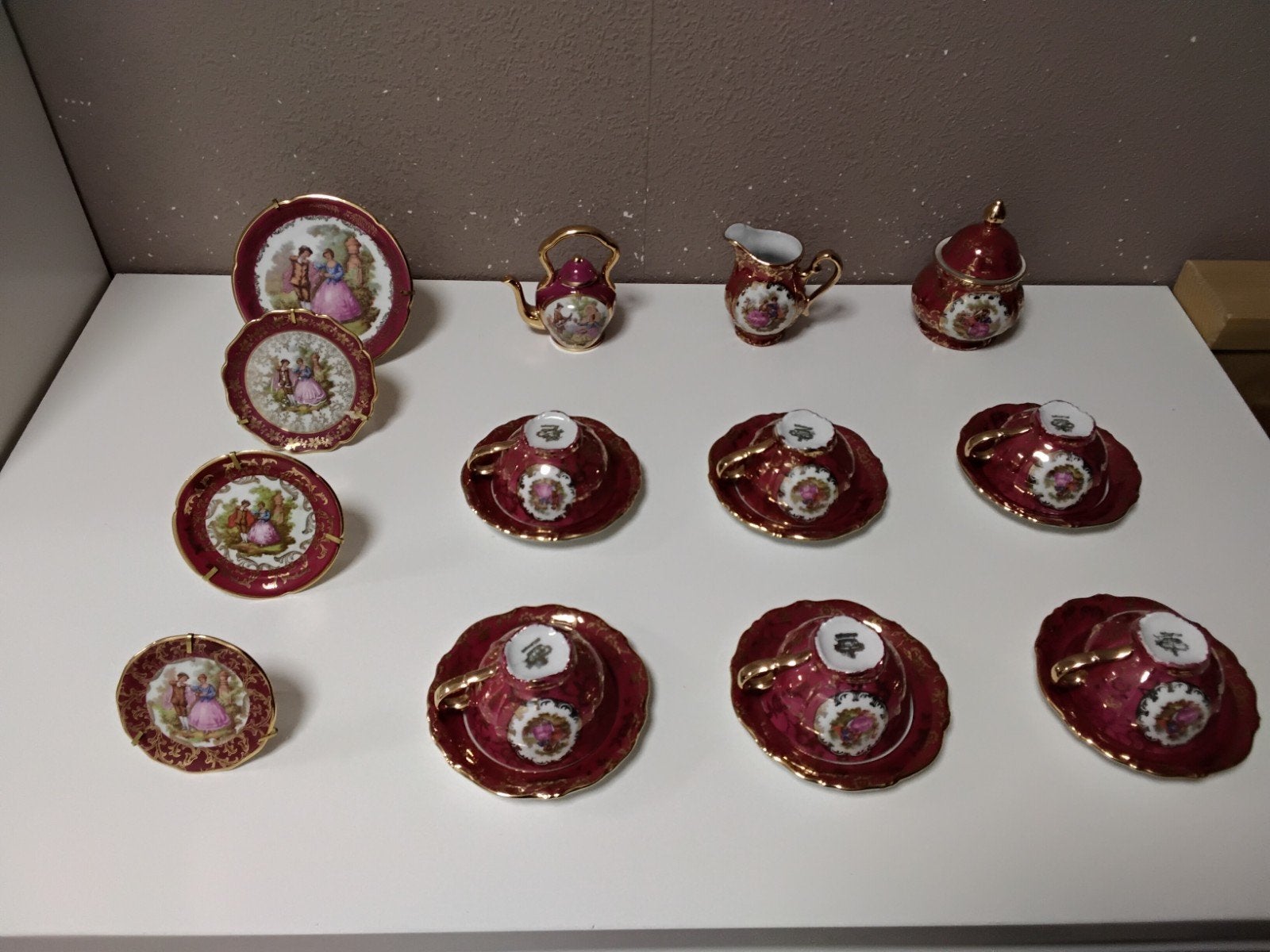 mooie set Franse limoges porselein met stempel, Ophalen, Zo goed als nieuw, Porselein