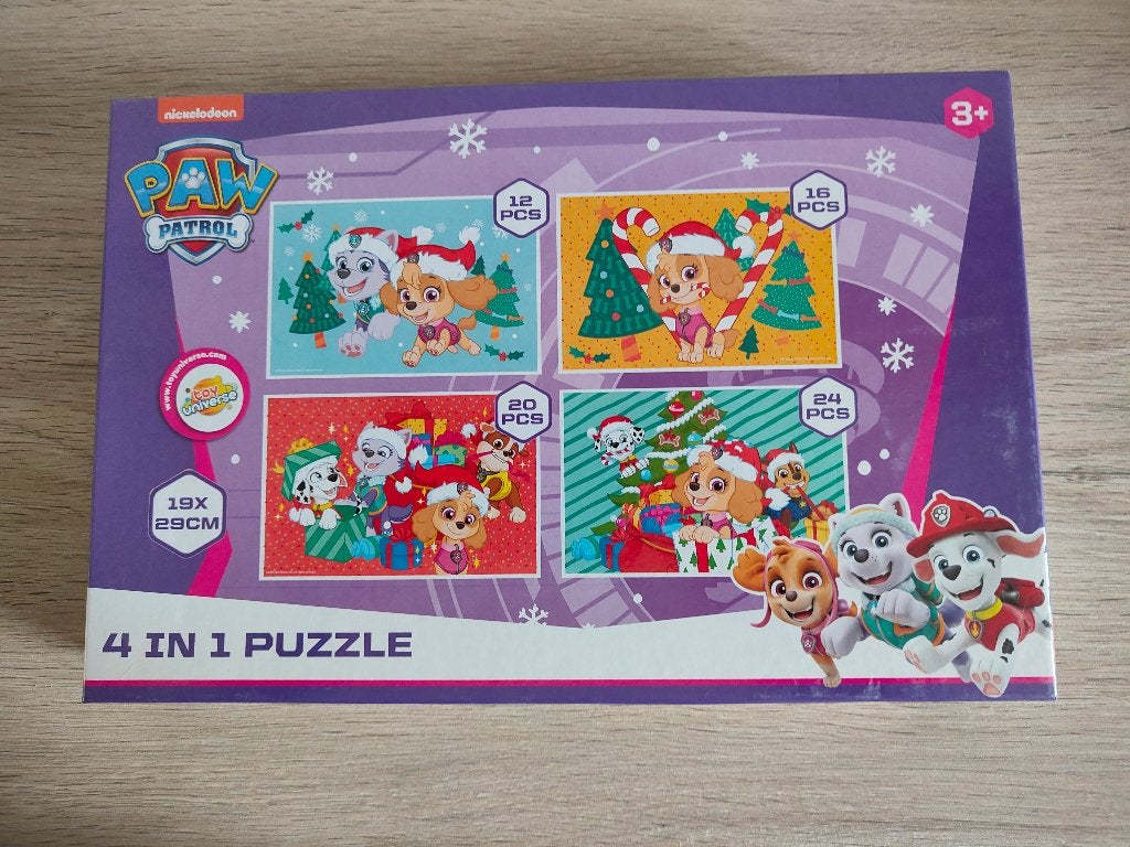 Paw Patrol 4 in 1 Kerst puzzel, Ophalen of Verzenden, Meer dan 50 stukjes, Zo goed als nieuw