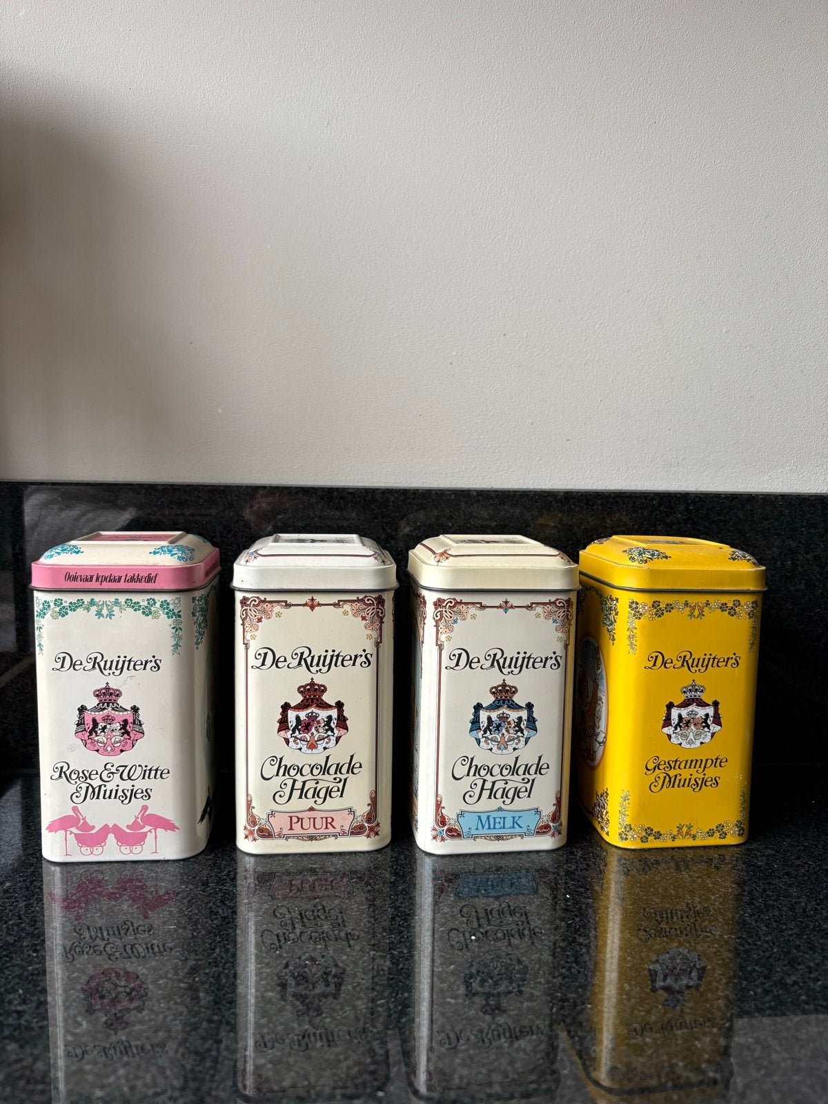 Vintage antieke beleg blikken Van de Ruijter (4 stuks), Verzamelen, Blikken, Ophalen of Verzenden, Gebruikt, Overige, Overige merken