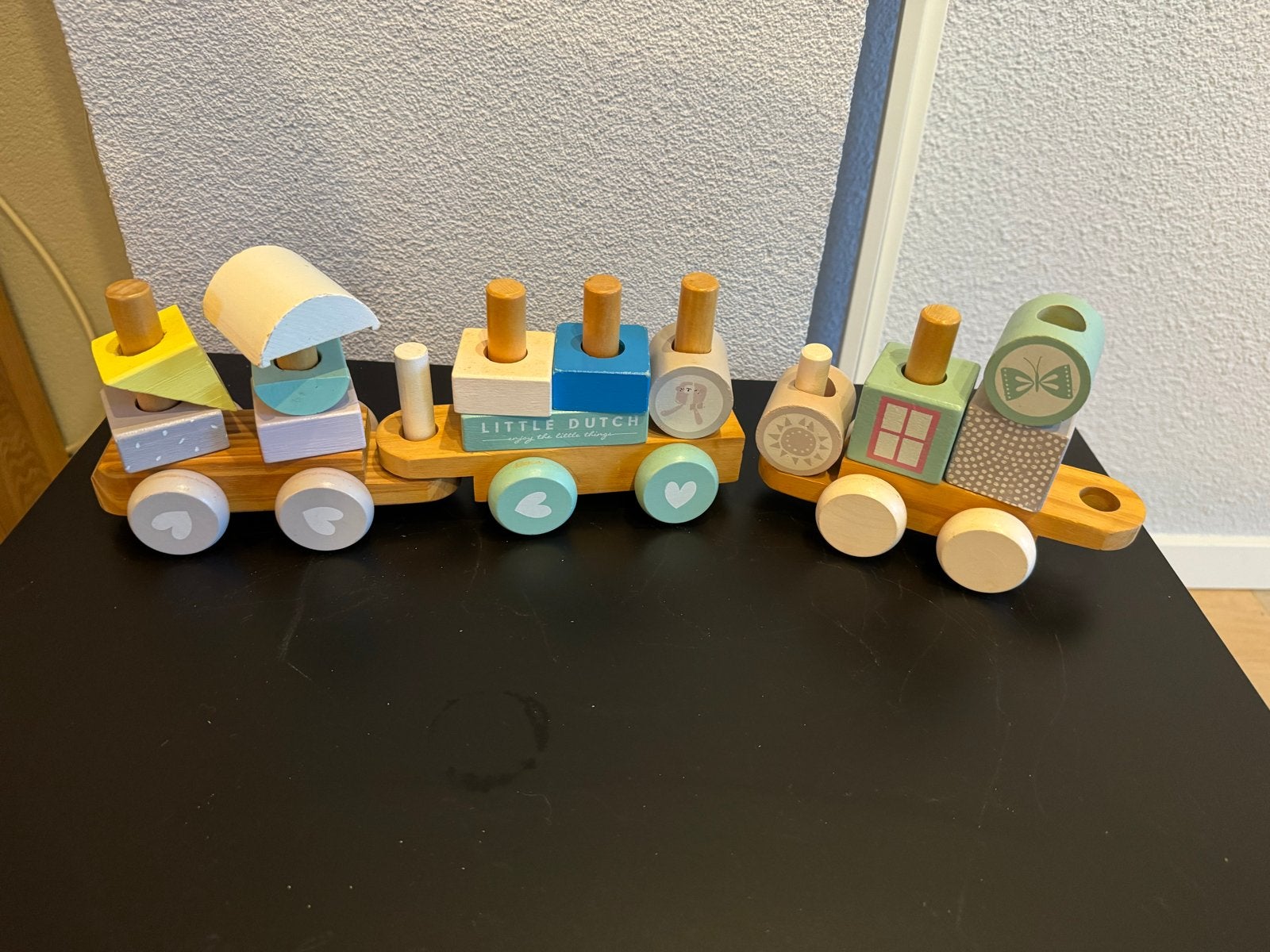 Little Dutch houten trein met blokken, Ophalen of Verzenden, Zo goed als nieuw, Overige typen, Met wieltjes