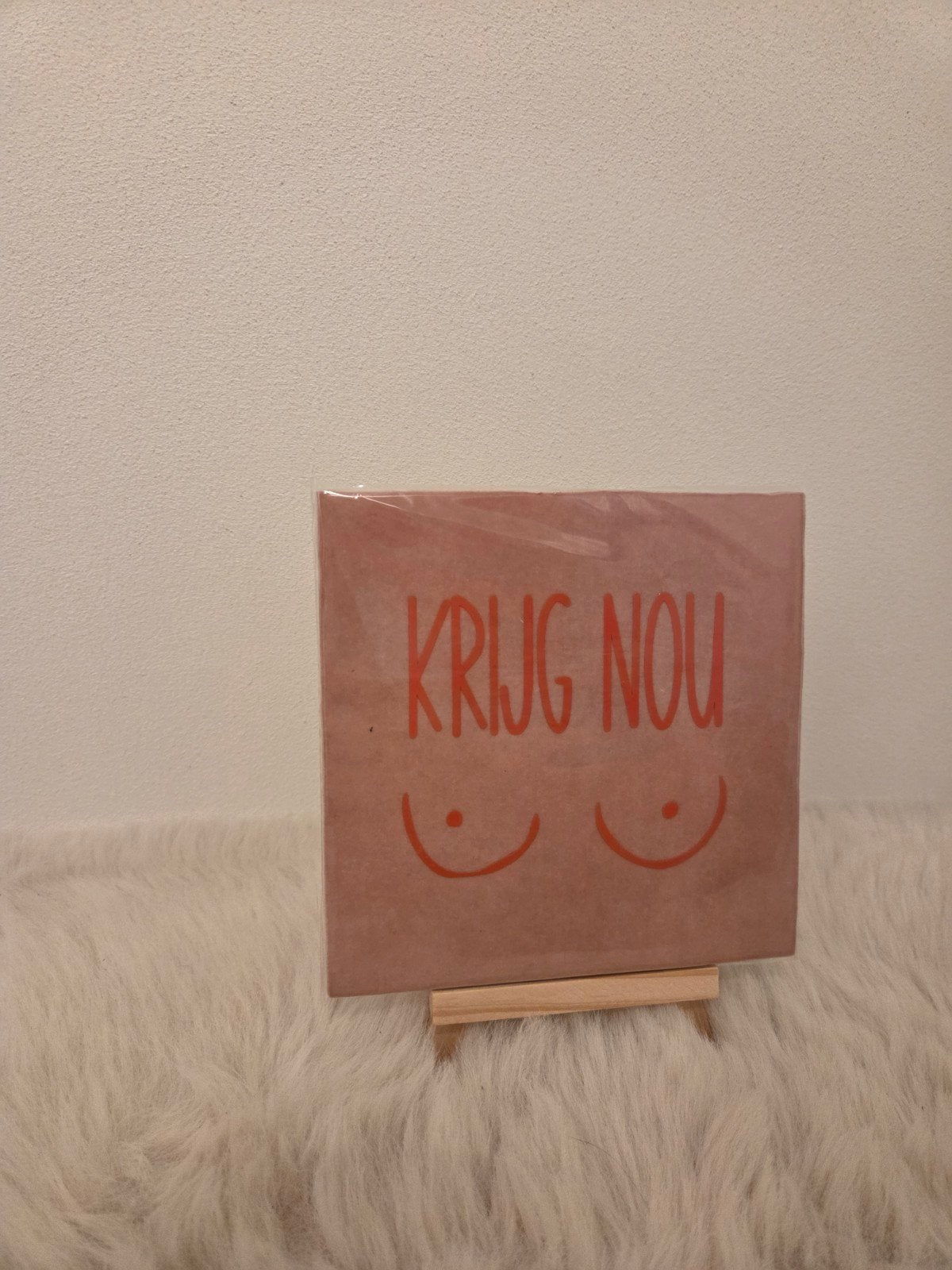 Tegeltje met grappige tekst "Krijg Nou" en boobjes, Ophalen of Verzenden