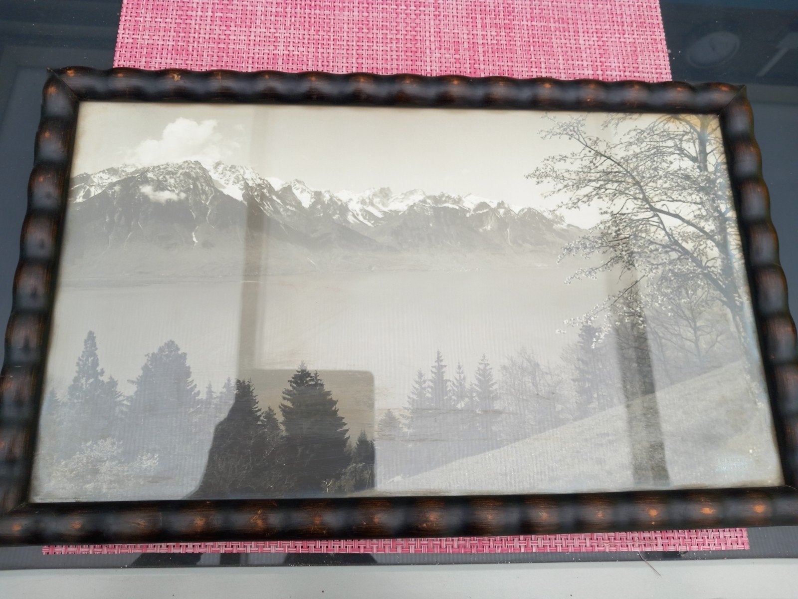 Vintage Schilderij: Berglandschap met Meer en Bomen, Ophalen, Doek, Landschap, Olieverf