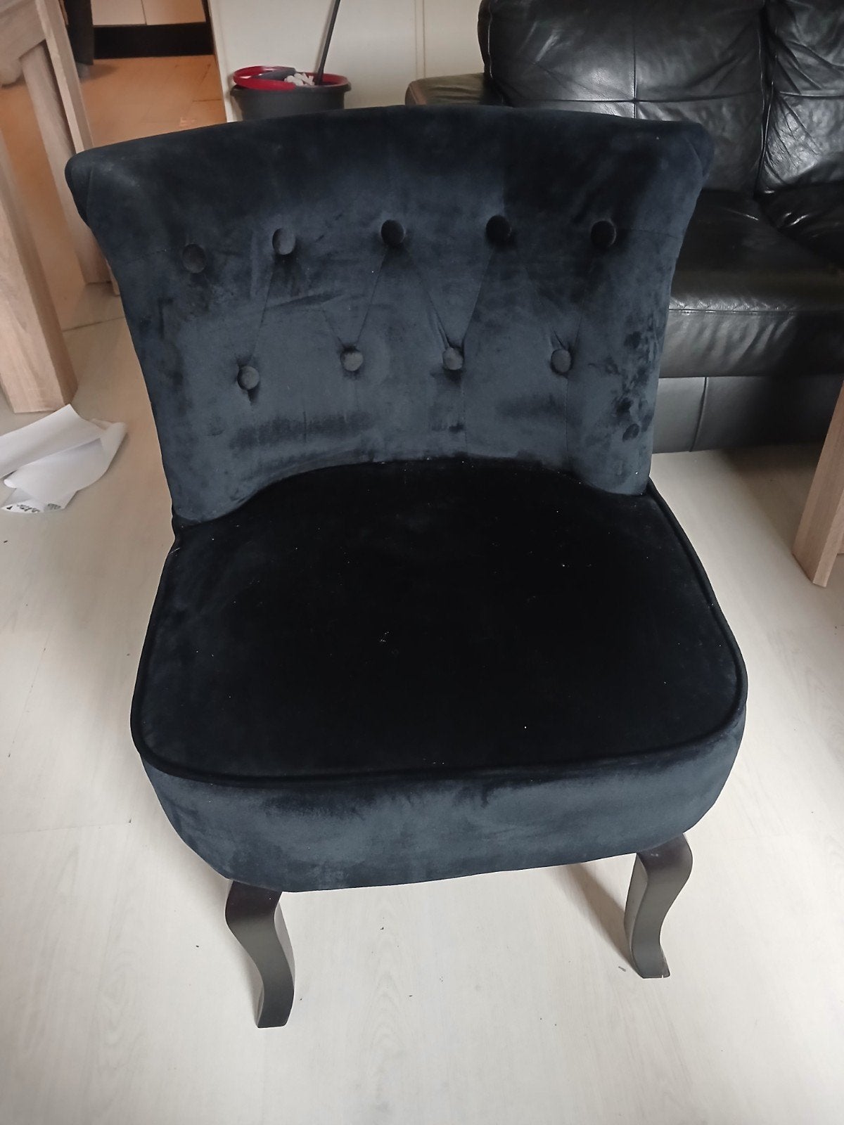 Zwarte Fluwelen schelp stoel - fauteuil velours / velvet, Ophalen, Zwart, Zo goed als nieuw, Eén