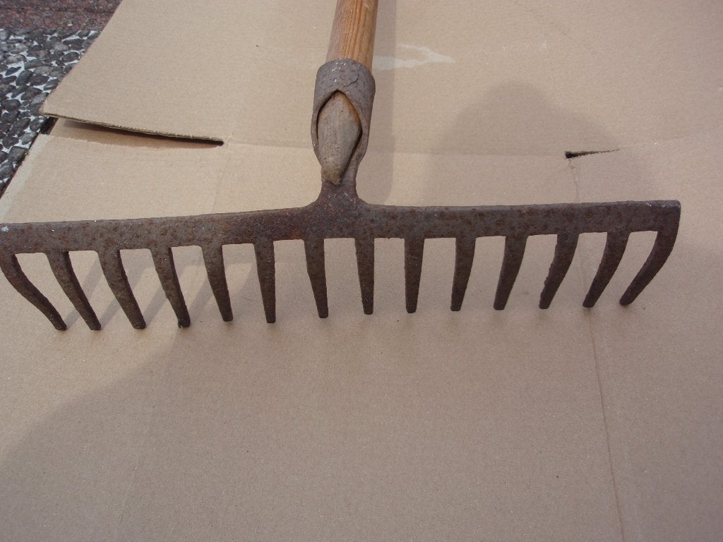 Tuin Hark met lange houten steel-greep, Ophalen, Gebruikt, Hark