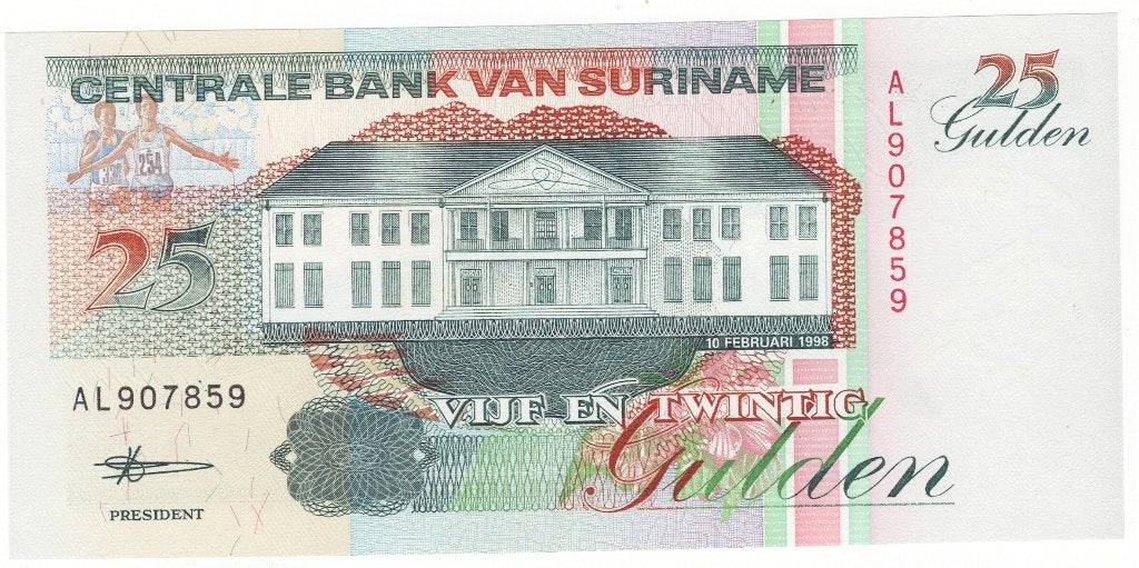 25-2349 Suriname 25 gulden 1998, Ophalen of Verzenden, Zuid-Amerika, Los biljet