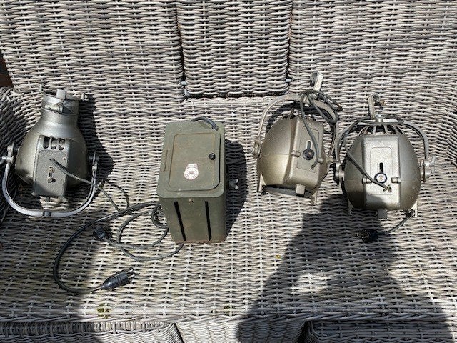 antieke theaterarmaturen, Halogeen, Gebruikt, Metaal of Aluminium, Ophalen of Verzenden