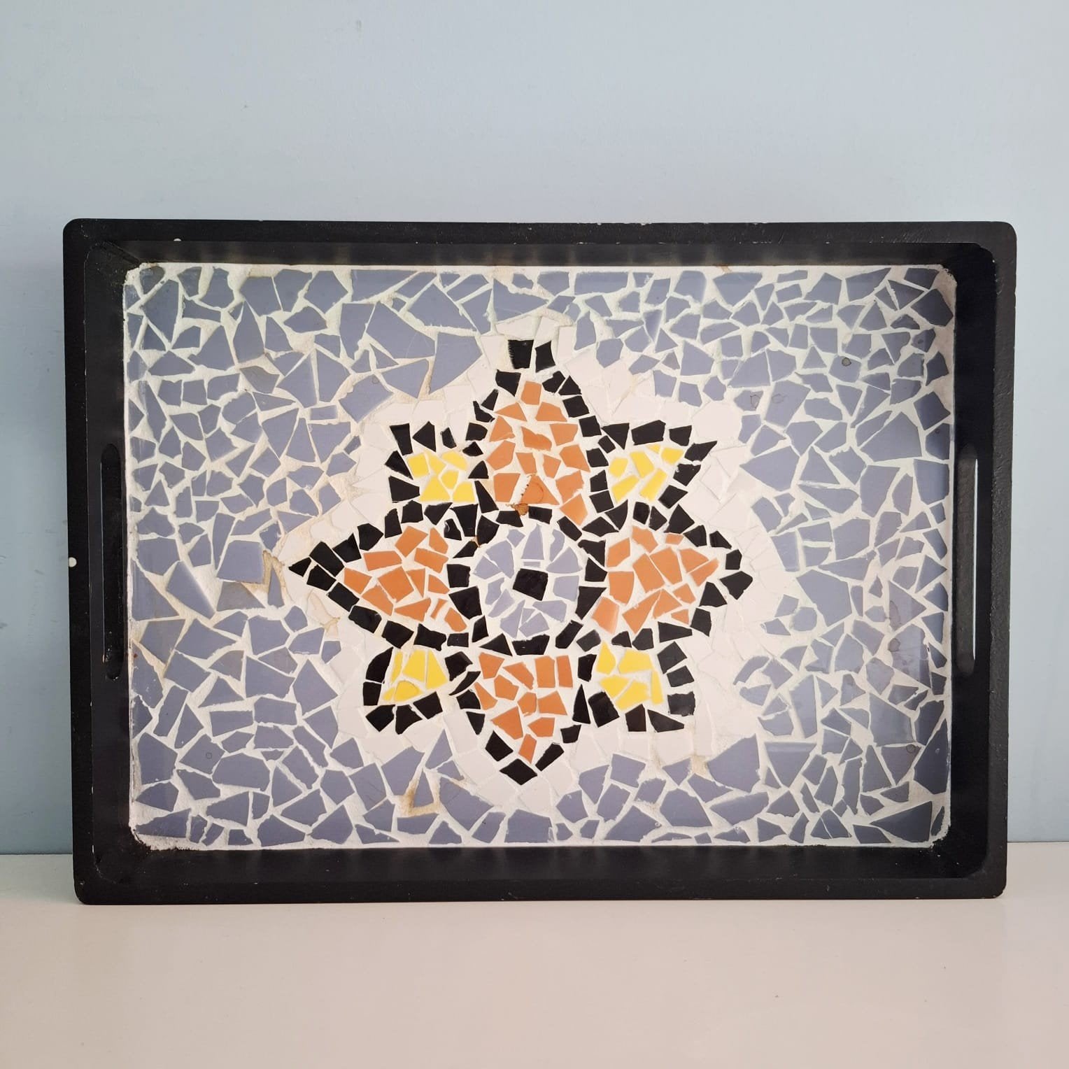 Decoratief mozaïek dienblad - zwart met kleurrijk patroon, Ophalen of Verzenden, Zo goed als nieuw, Meerkleurig