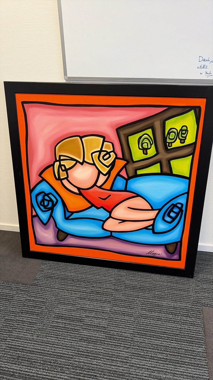 Schilderij Marco de Keijzer (Mardeco) - Vrouw op bank, Antiek en Kunst, Kunst | Schilderijen | Modern, Ophalen, Gesigneerd, Overige materialen