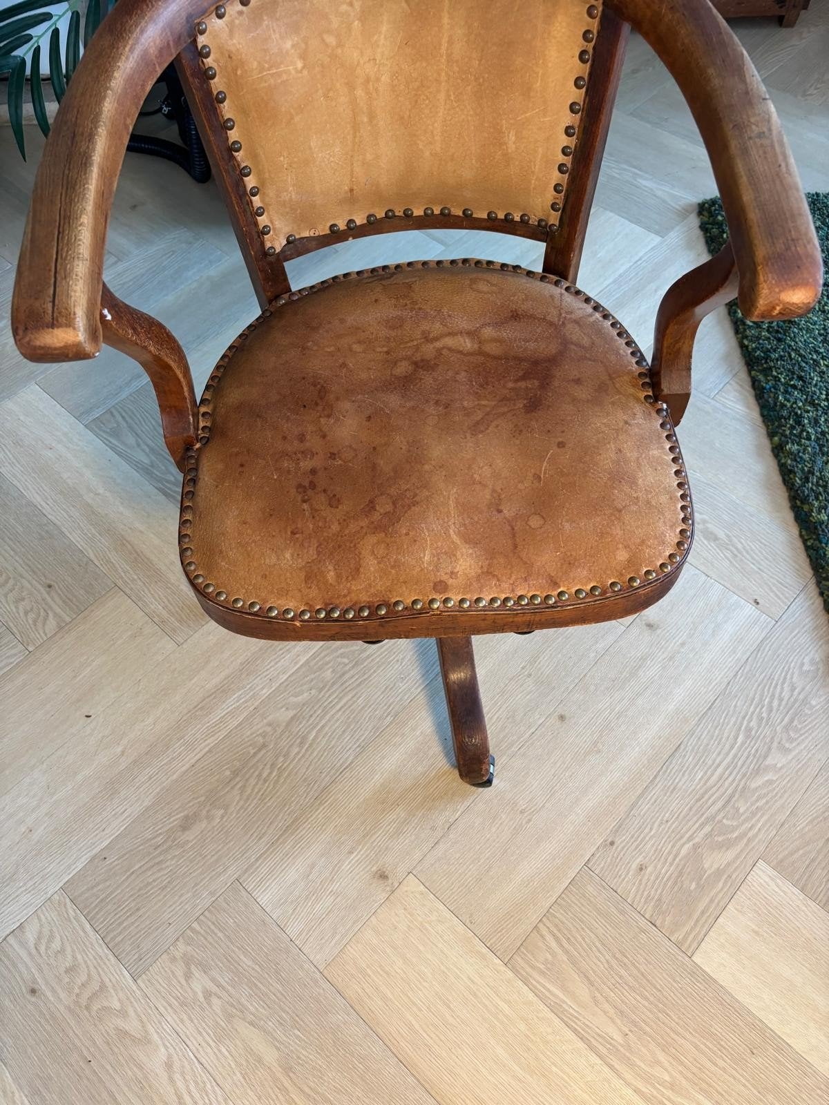 Antieke Thonet Bureaustoel - Draaistoel met Leer, Ophalen