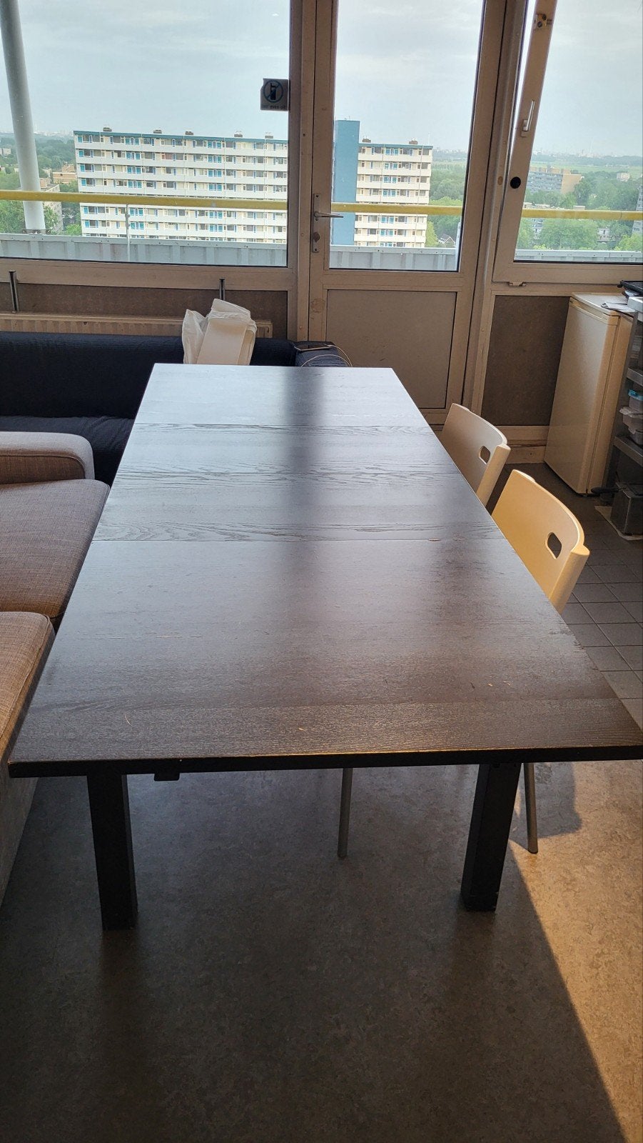 Eettafel zwart (uitschuifbaar), Huis en Inrichting, Tafels | Eettafels, Ophalen, Gebruikt, 200 cm of meer, 50 tot 100 cm