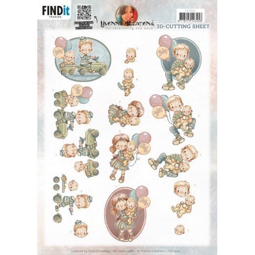 Yvonne Creations CD11920 Baby Boy And Girl 3D knipvel A4, ., Nieuw, Ophalen of Verzenden, .