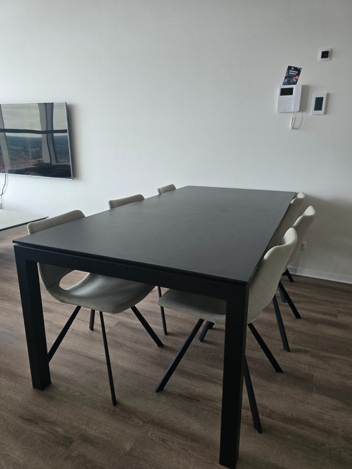 Eettafel met keramische top, Huis en Inrichting, Tafels | Eettafels, Ophalen, Zo goed als nieuw, Rechthoekig, 50 tot 100 cm