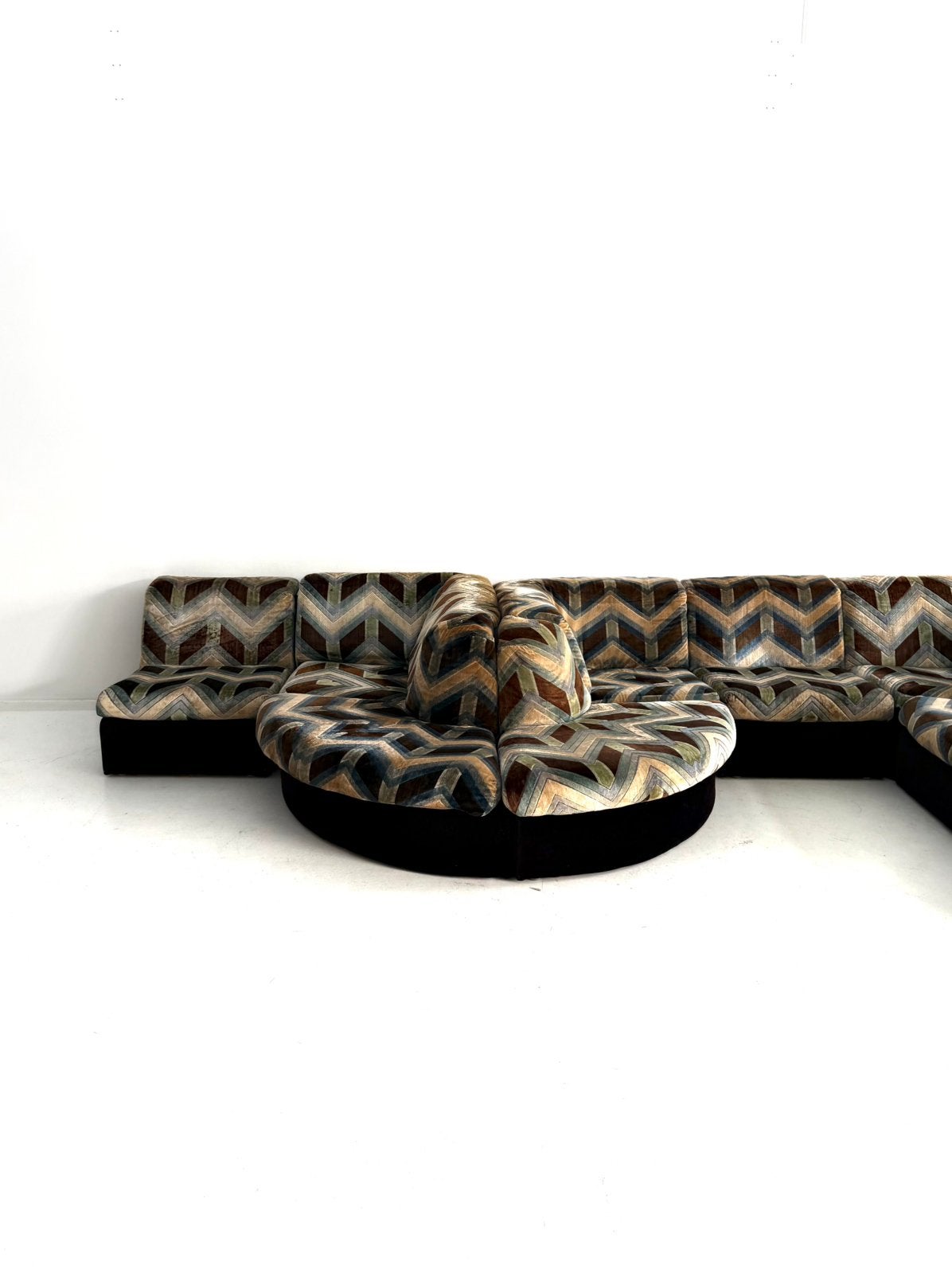 Vintage XL 9-delige modulaire bank, Laauser ‘80, Gebruikt, Vintage retro buisframe design rotan webbing papercord deens, Ophalen of Verzenden