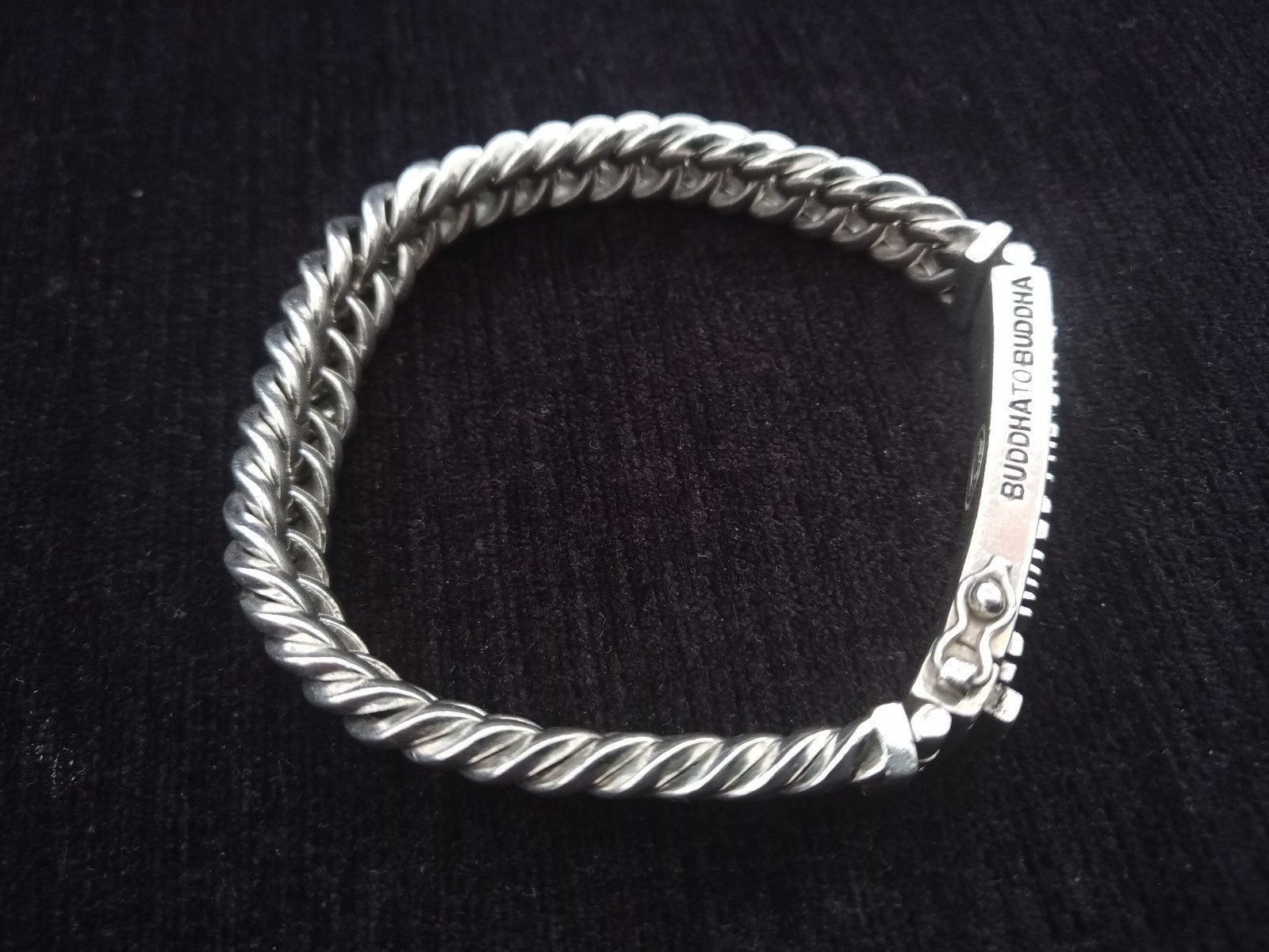 Buddha to Buddha armband zilveren schakelarmband, Ophalen of Verzenden, Zo goed als nieuw, Zilver, Zilver