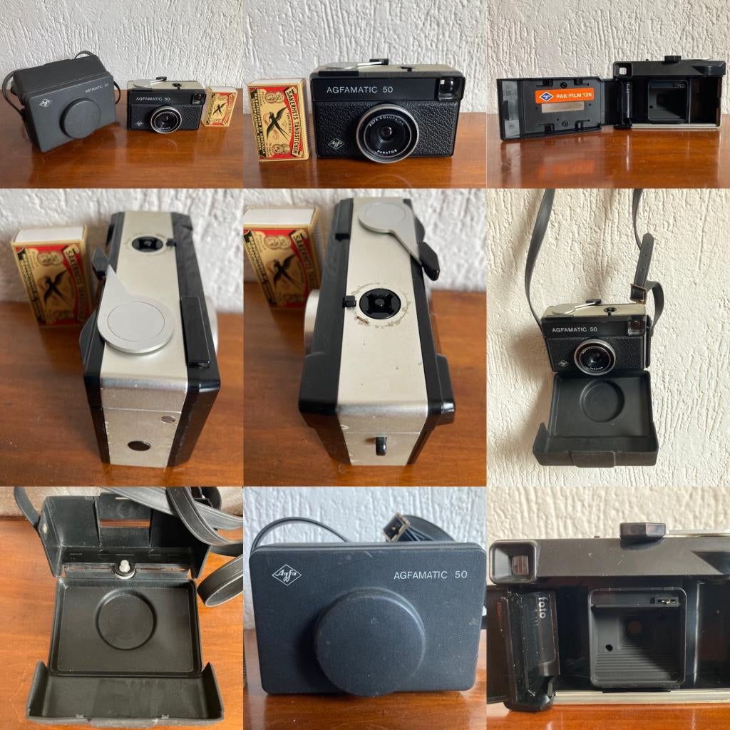 Agfa Afgamatic 50 vintage compactcamera in etui tasje retro, Ophalen of Verzenden, Gebruikt, Compact, Overige Merken