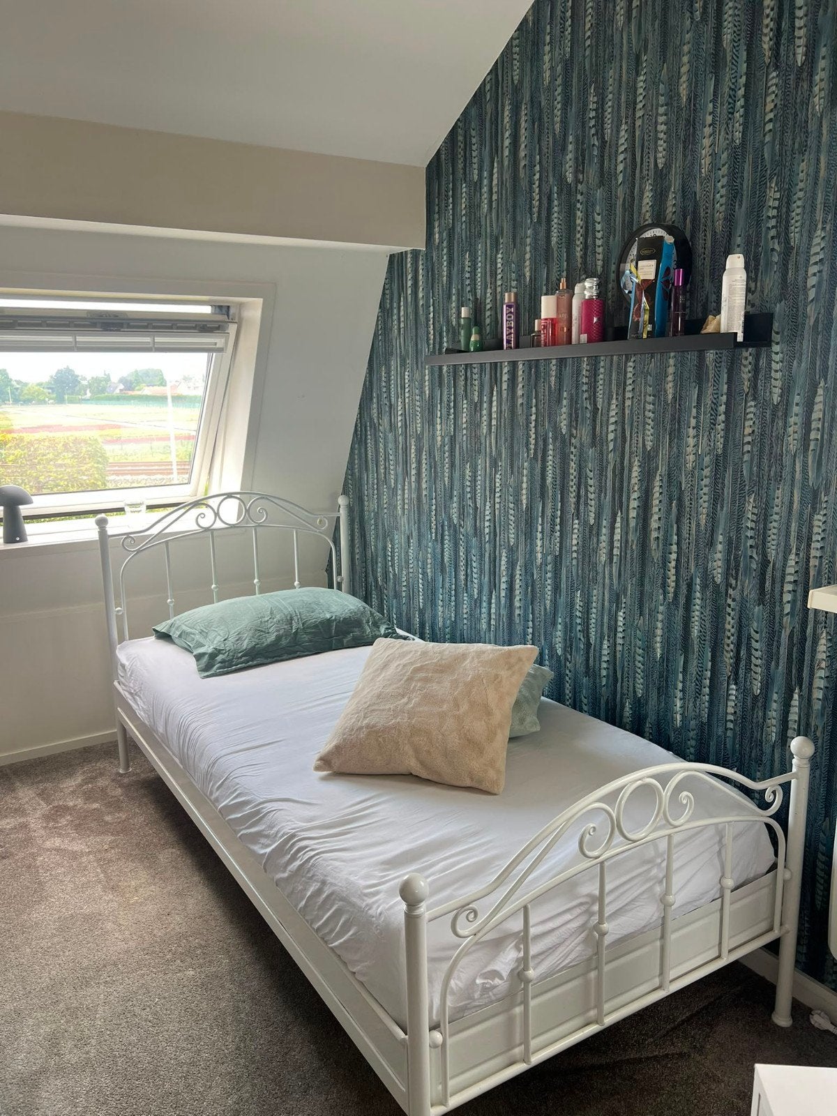 Wit ijzeren 1-persoonsbed van De Bongerd Kesteren, Huis en Inrichting, Slaapkamer | Bedden, Ophalen, Gebruikt, 90 cm, Eenpersoons