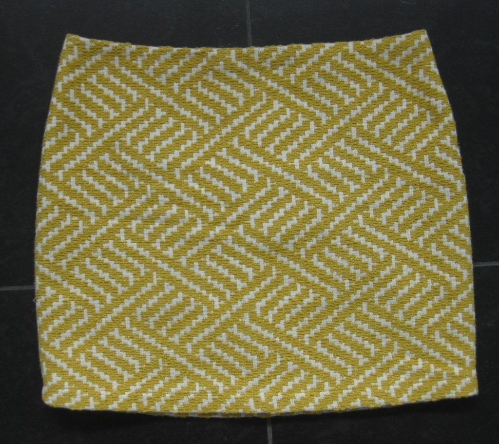 Cache cache rok, geel, kort rokje, wit grafisch zigzag mt S, Kleding | Dames, Geel, Ophalen of Verzenden, Zo goed als nieuw, Maat 36 (S)