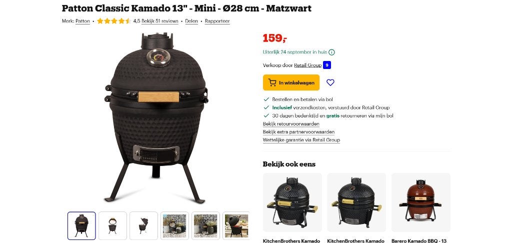 BBQ Kamado, Ophalen, Nieuw, Patton