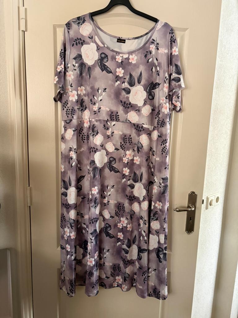 Langere jurk/tuniek 56/58 Kelly Felder taupe + pastentinten, Ophalen of Verzenden, Nieuw, Bruin, Jurk