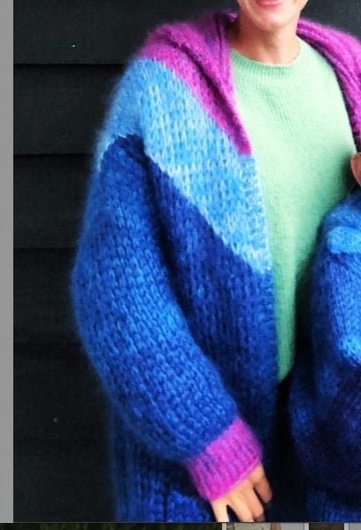 MYPZ prachtig uniek vest / jas hoodie mohair mt M handmade, Maat 38/40 (M), MYPZ, Zo goed als nieuw, Meerkleurig