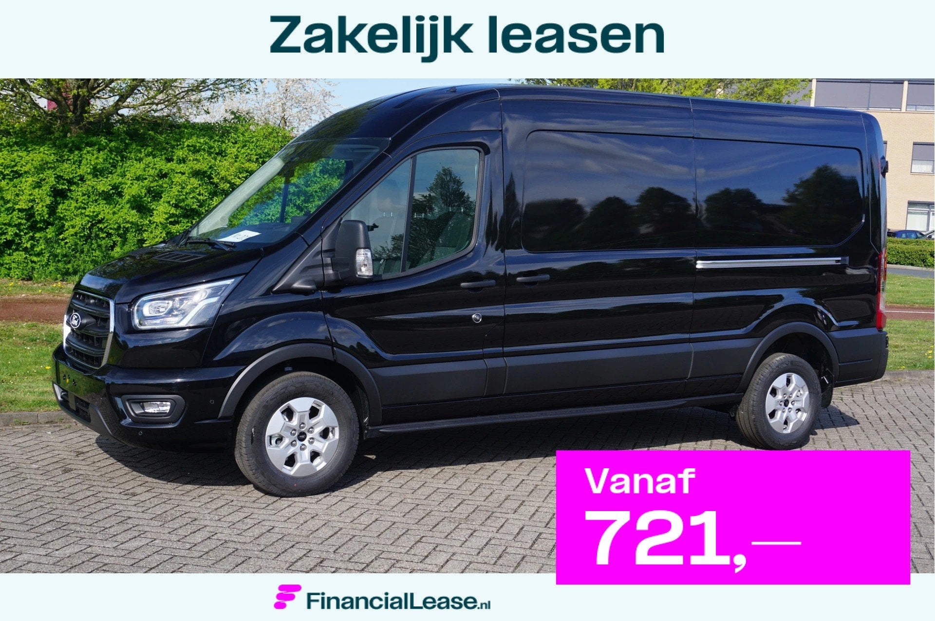 Ford Transit 350L L3H2 Limited AUT-8 165PK BPM VRIJ Navi, Ad, 4 cilinders, 2800 kg, Zwart, Bedrijf