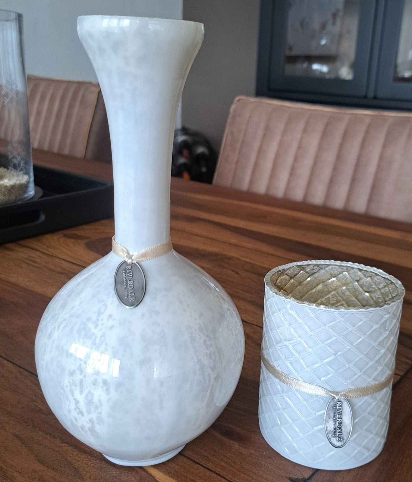 Riverdale vaas + windlicht, Ophalen, Wit, Minder dan 50 cm, Glas