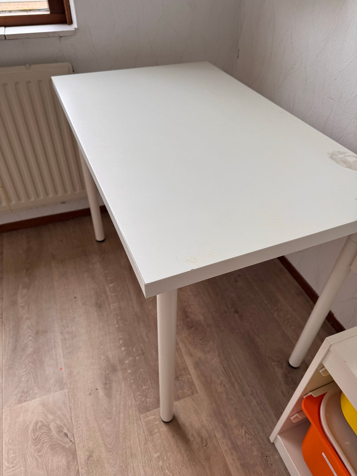 LINNMON / ADILS Ikea Wit bureau/tafel met metalen poten, Huis en Inrichting, Ophalen, Overige typen, Gebruikt, Spaanplaat of MDF