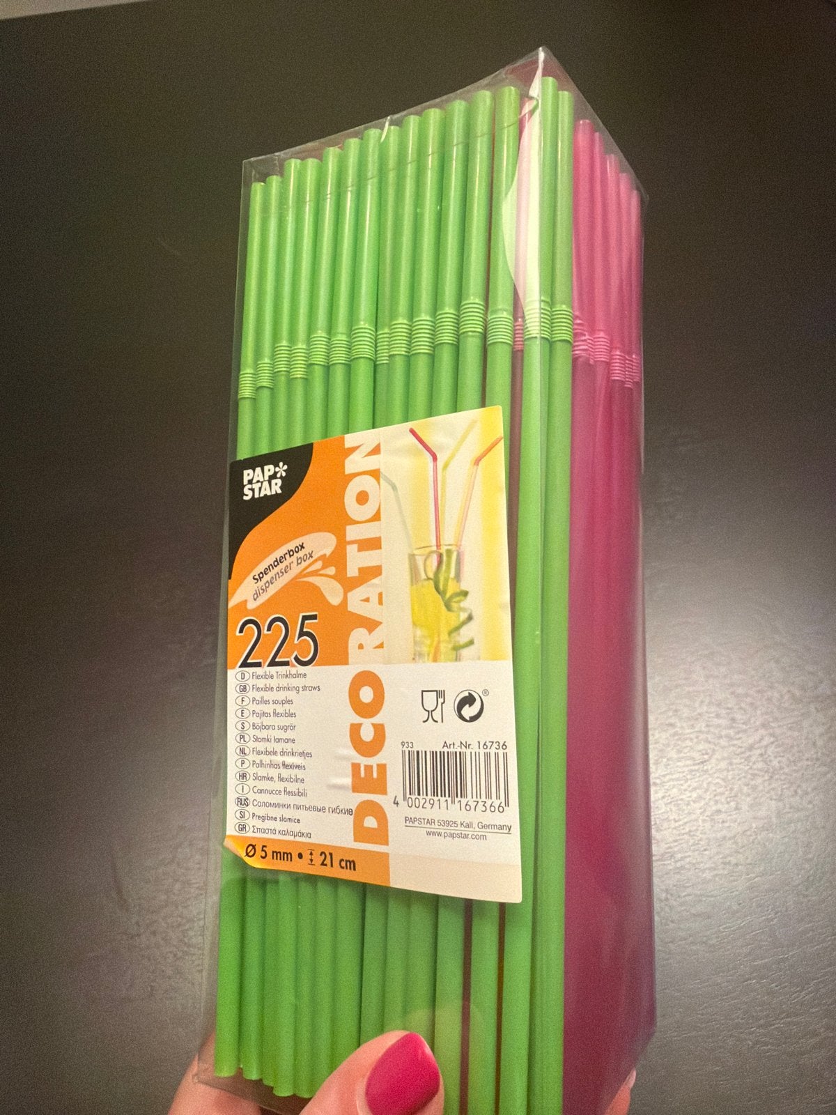 Flexibele plastic Rietjes - 6x225 stuks - Neon Kleuren, Overige typen, Kunststof, Nieuw, Ophalen of Verzenden