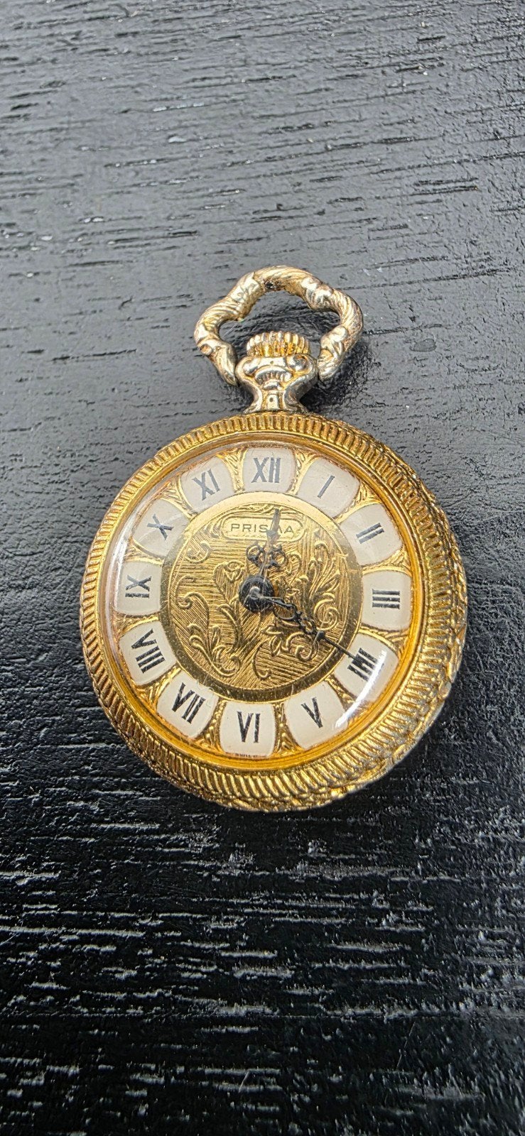 Vintage Prisma zakhorloge - Goudkleurig met Romeinse cijfers, Antiek en Kunst, Ophalen