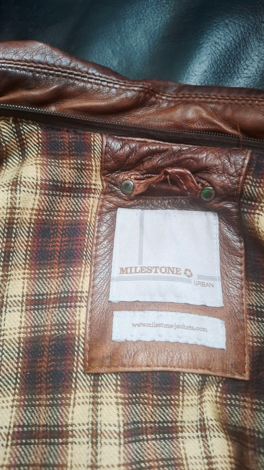 originele Milestone leren jas maat 54, Ophalen, Maat 52/54 (L), Bruin, Milestone