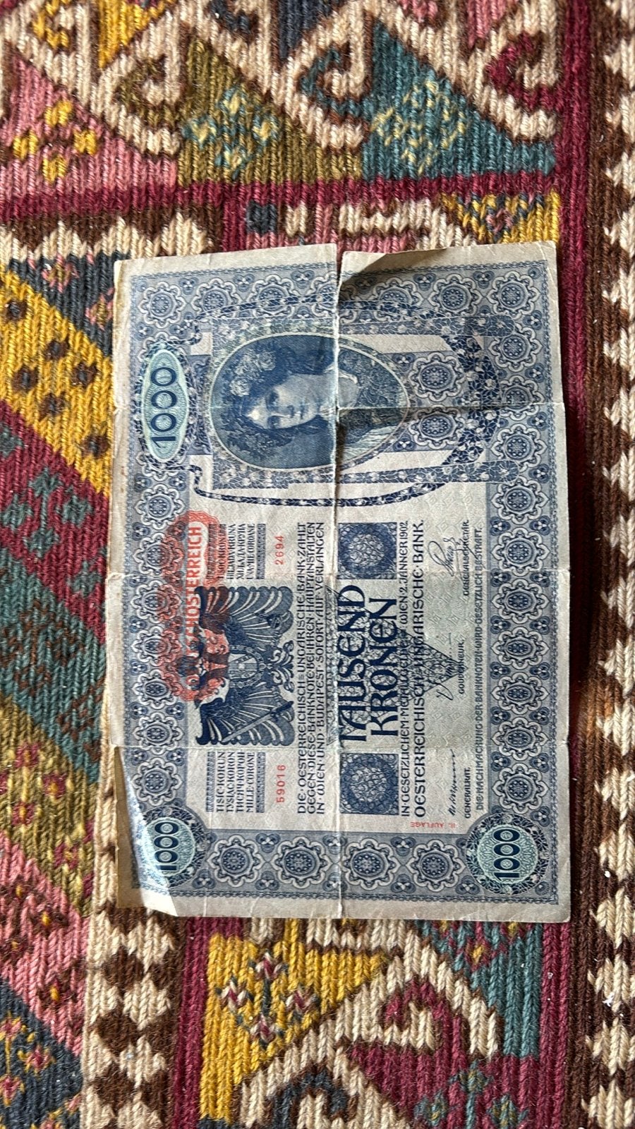 Oostenrijk-Hongarije 1000 Kronen biljet (1902), Postzegels en Munten, Ophalen of Verzenden, Overige landen, Los biljet