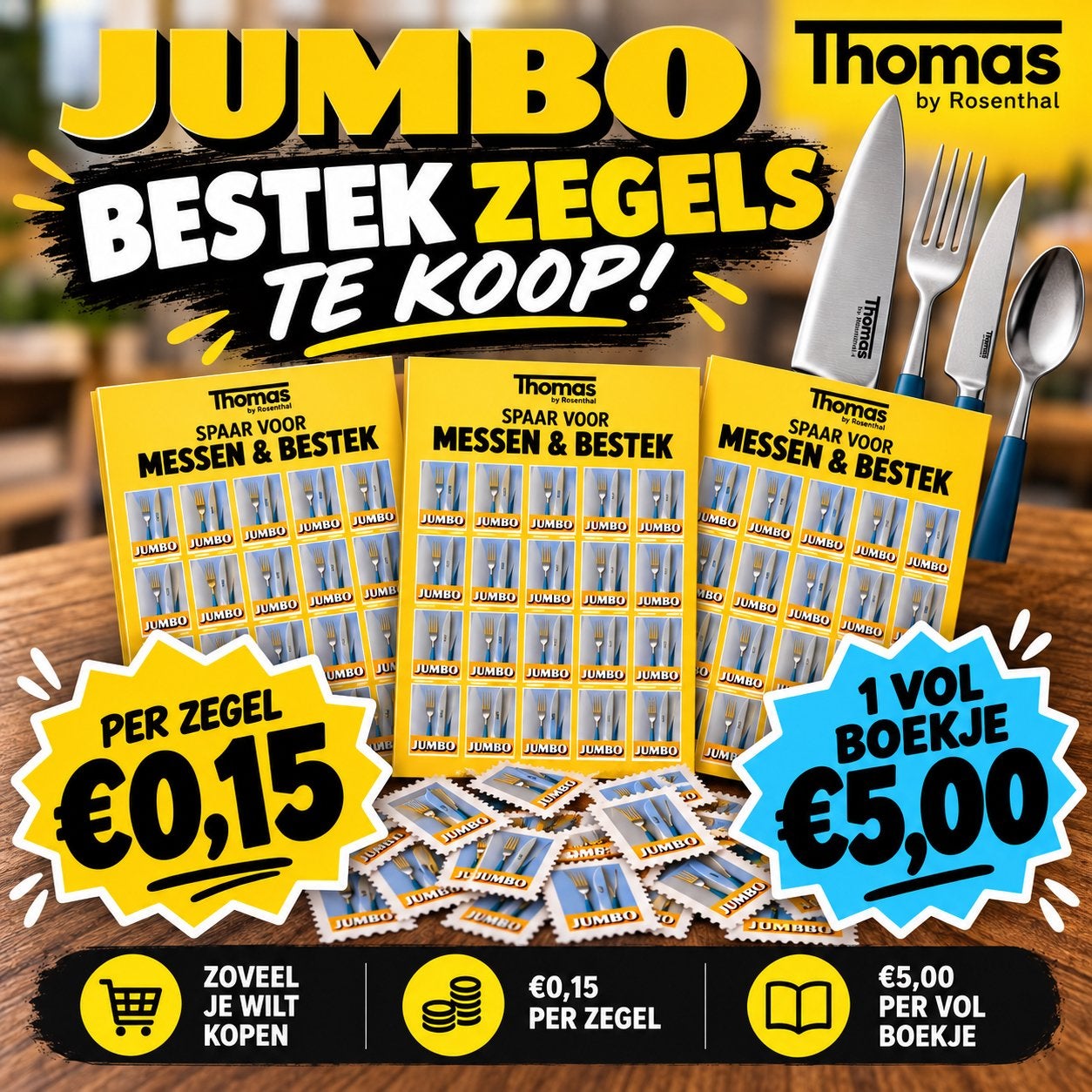 Jumbo Bestekzegels Thomas by Rosenthal – €0,15 per zegel, Jumbo, Ophalen of Verzenden