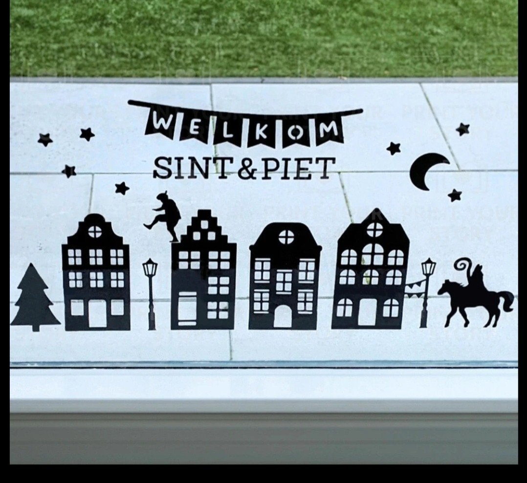 raamstickers Sint en Piet, Diversen, Ophalen of Verzenden, Nieuw