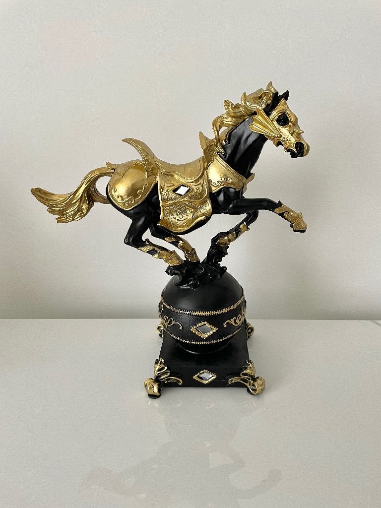 Paarden beeld goud decoratie, Ophalen of Verzenden, Zo goed als nieuw, Dier