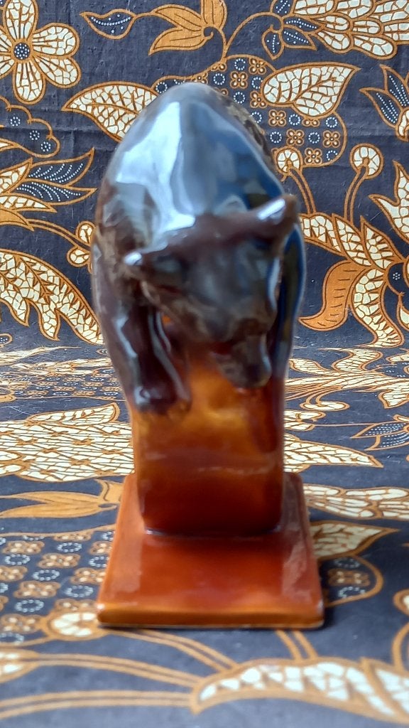 Circus beer mooi oud vintage Konakovo beeldje uit Rusland., Ophalen of Verzenden