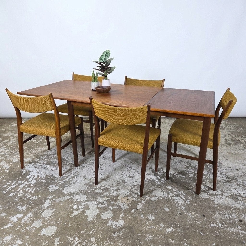 Pastoe eetkamerset, teak tafel + 5 stoelen vintage jaren 60, Ophalen, Gebruikt, Pastoe, Scandinavisch, Deens, Louis van Teeffelen, Kjaernulf