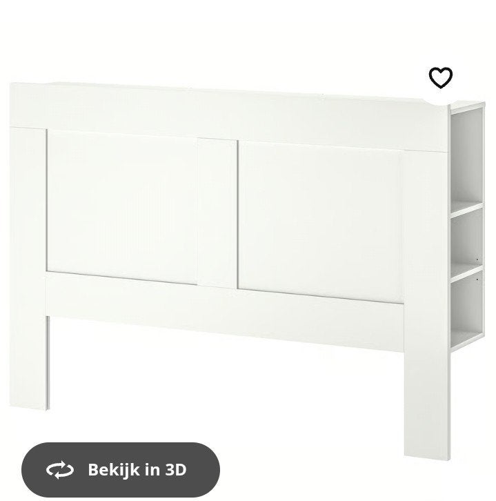 IKEA MALM Hoofdeinde met opbergruimte, wit, 160 cm, Ophalen, Gebruikt, Modern, functioneel, Wit