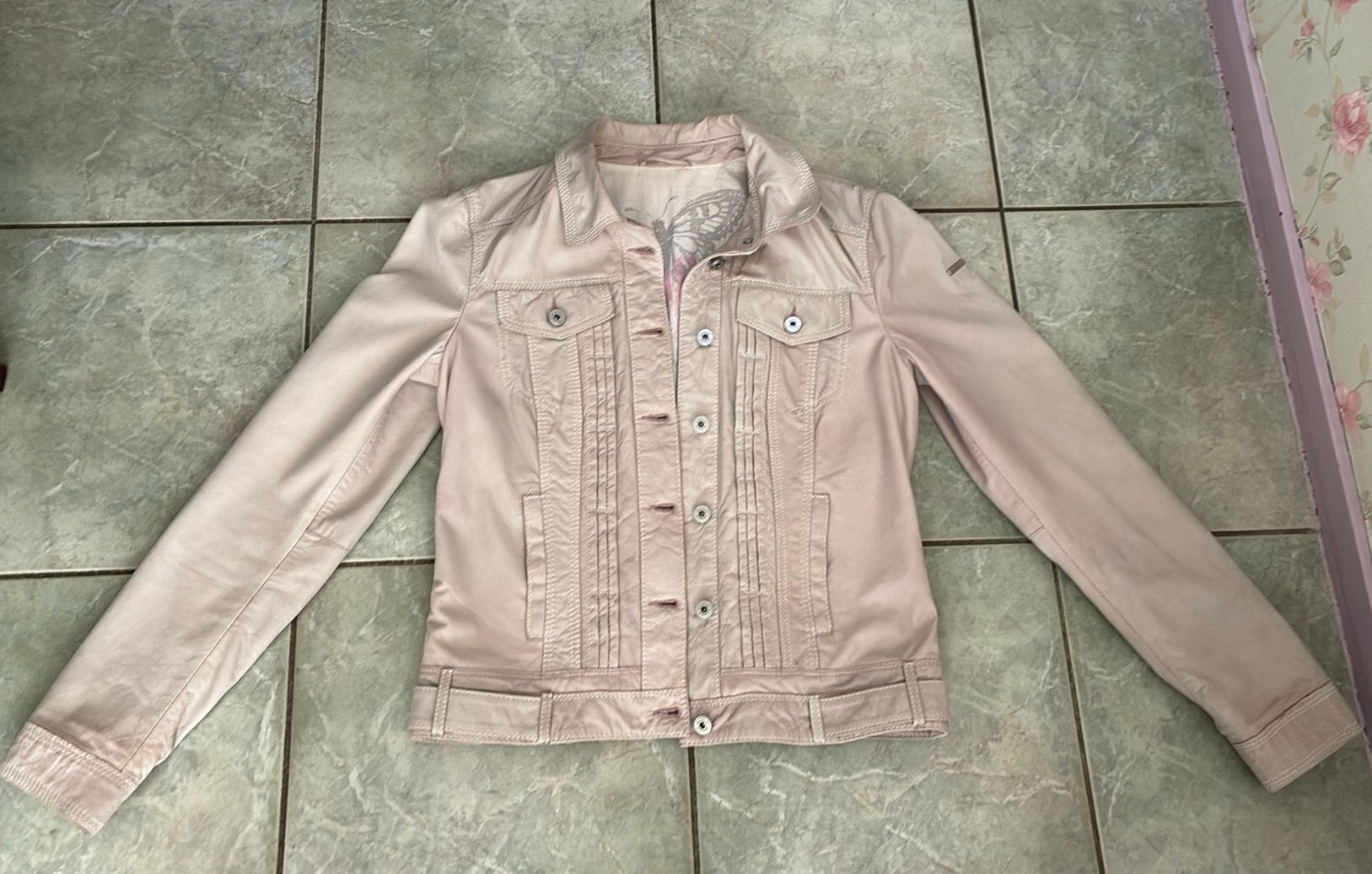 Milestone Leren Jasje - Lam Nappa - Maat 36 (S), Ophalen, Zo goed als nieuw, Maat 36 (S), Beige