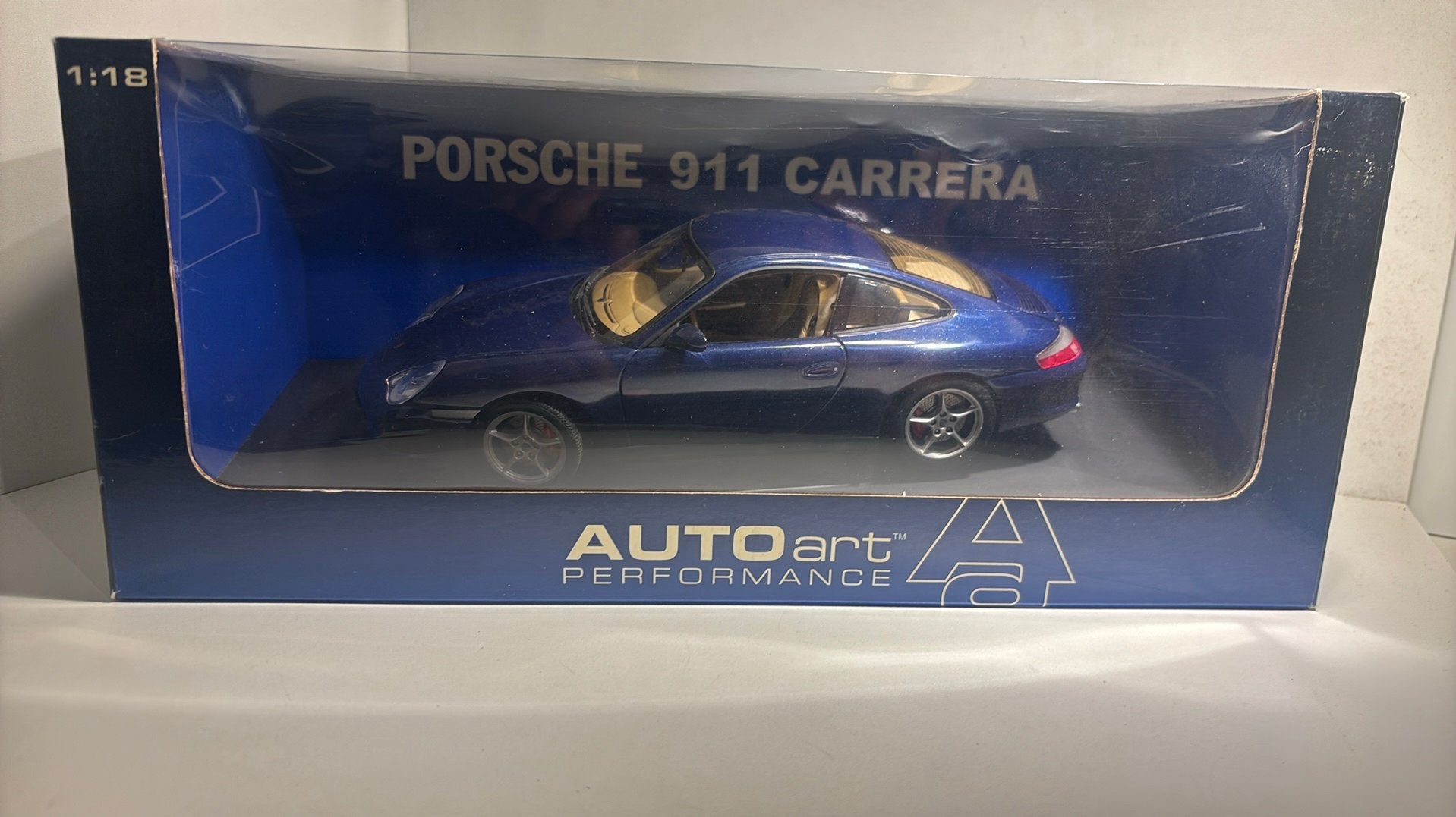 Porsche 911 carrera bleu autoart 1.18, Ophalen of Verzenden, Autoart, A, A