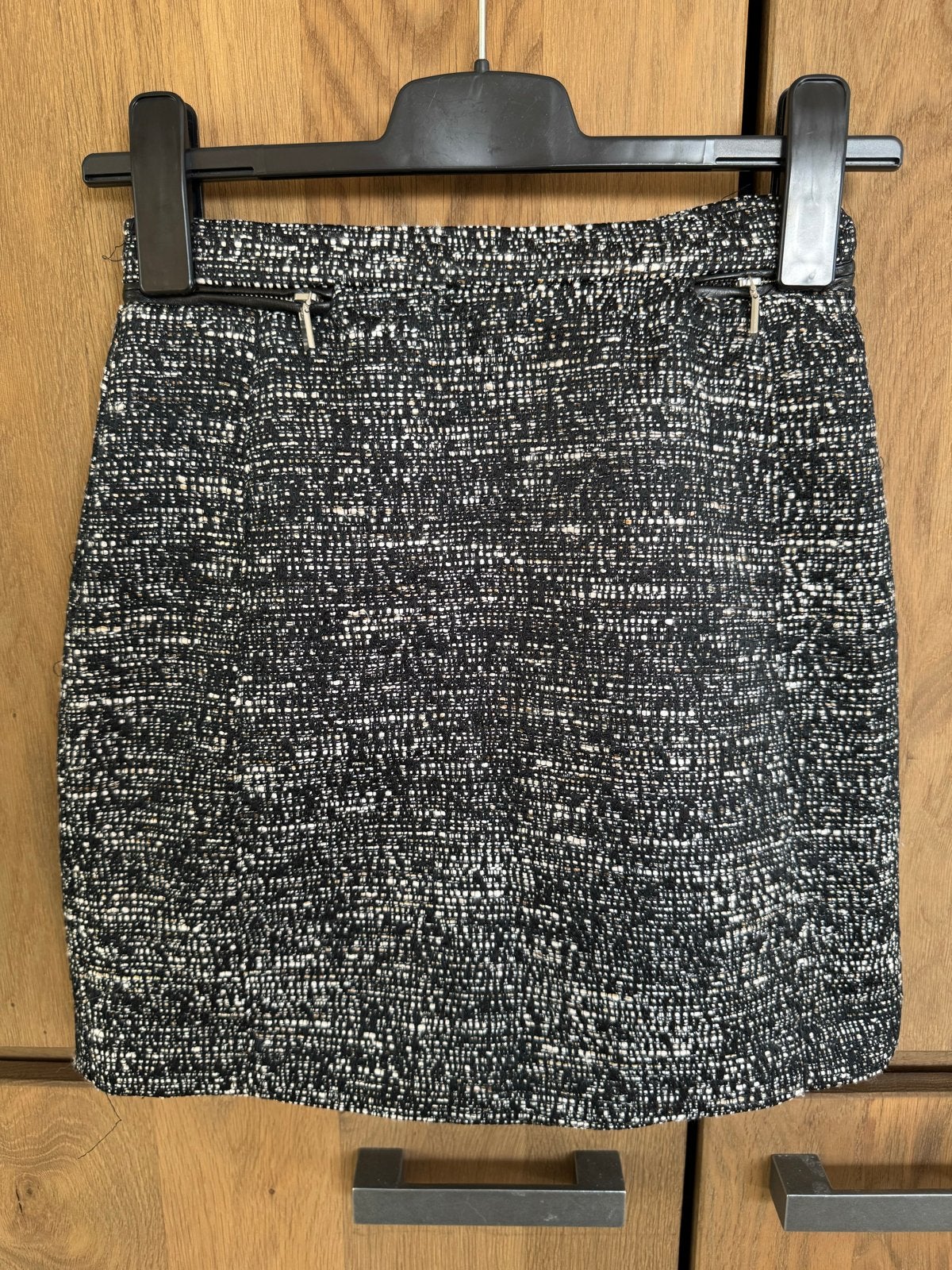 H&M Zwart/Wit Tweed Minirokje Maat 34 (XS), Ophalen, Zwart, Zo goed als nieuw, Maat 34 (XS) of kleiner