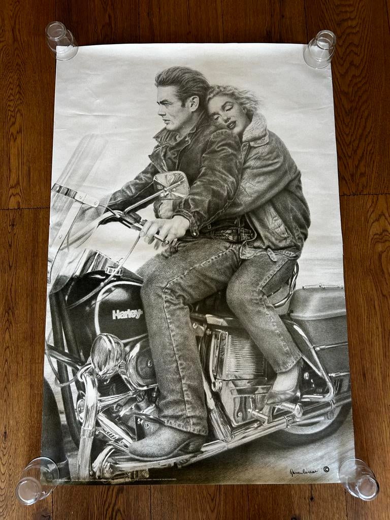 Harley Davidson Poster James Dean & Marilyn Monroe 70x100, Deurposter of groter, Ophalen of Verzenden, Film en Tv, Rechthoekig Staand