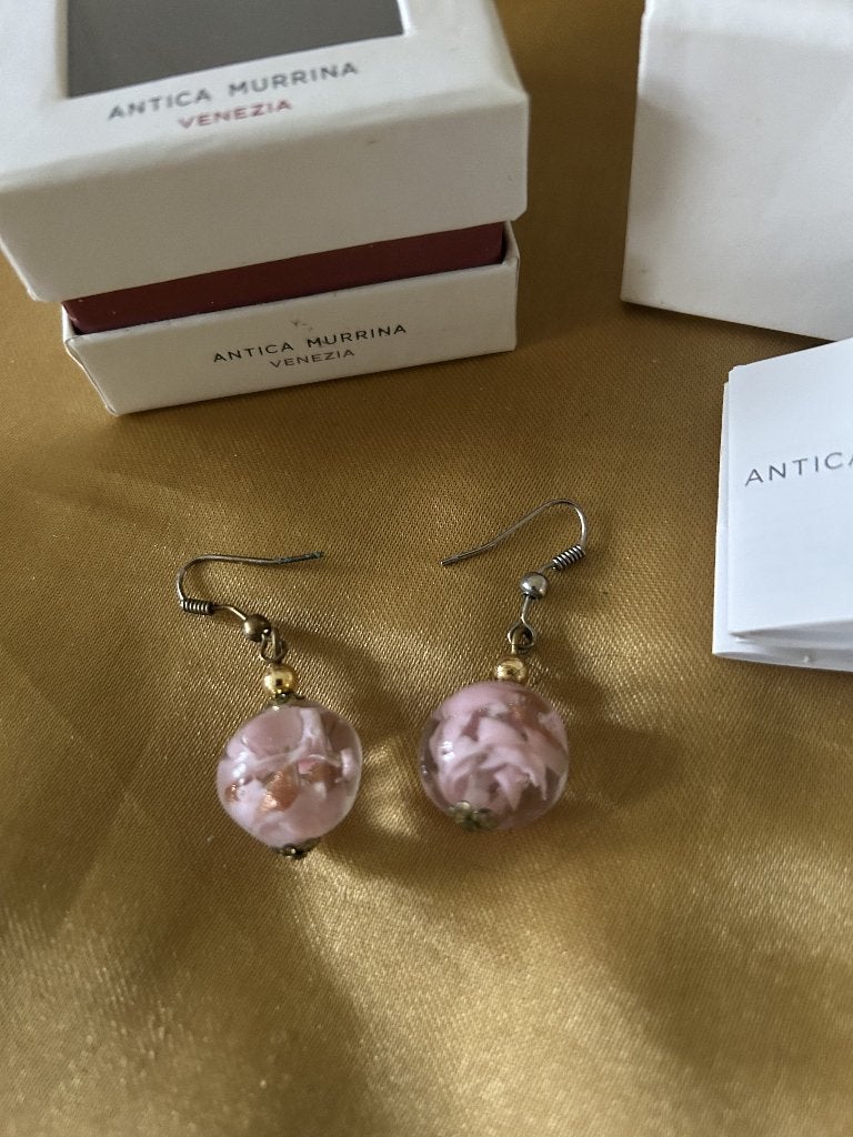 Oorbellen Venetiaans glas, €10. Alleen ophalen, Ophalen, Hangers, Roze, Glas