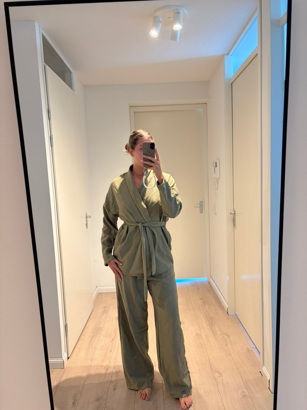 2 delige co-ord set groen, Maat 38/40 (M), Kostuum of Pak, Ophalen of Verzenden, Zo goed als nieuw