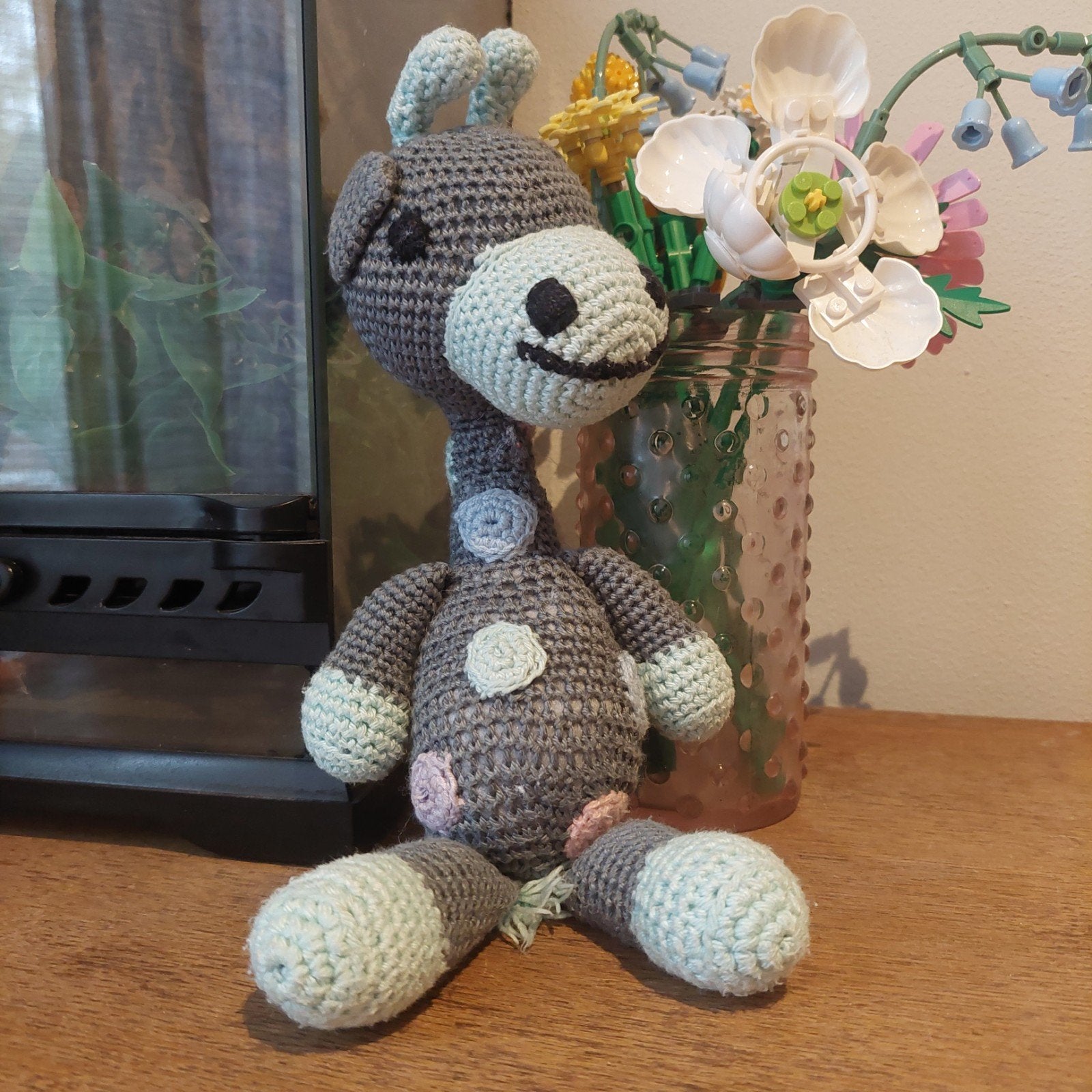 Gehaakte knuffel Giraffe, Gebruikt, Handgemaakt, Overige typen, Grijs