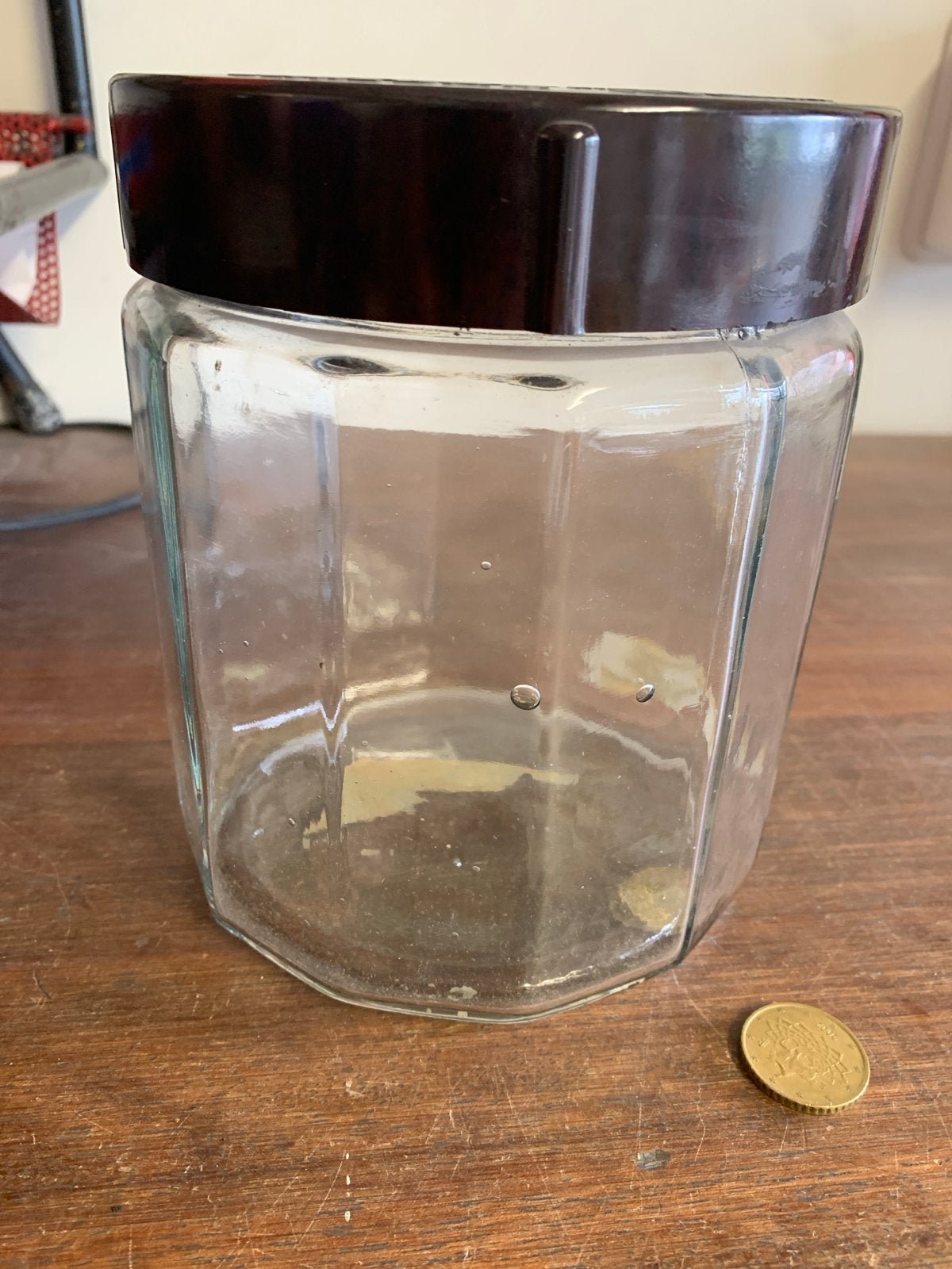 Vintage Nozon Glazen Pot met Bakelieten Deksel, Ophalen of Verzenden