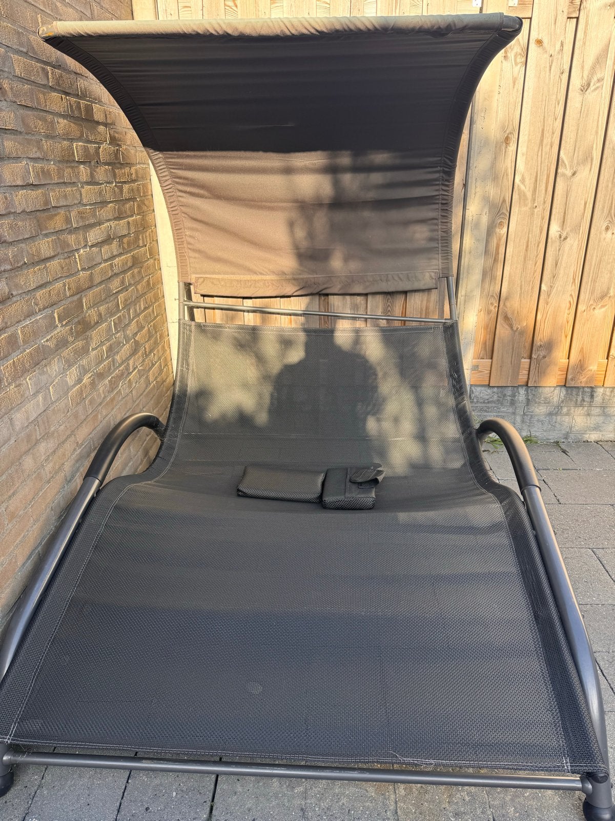 Cuba 2 Ligbed met zonnescherm - Comfortabel en verstelbaar, Tuin en Terras, Ophalen, Gebruikt, Metaal, Verstelbaar