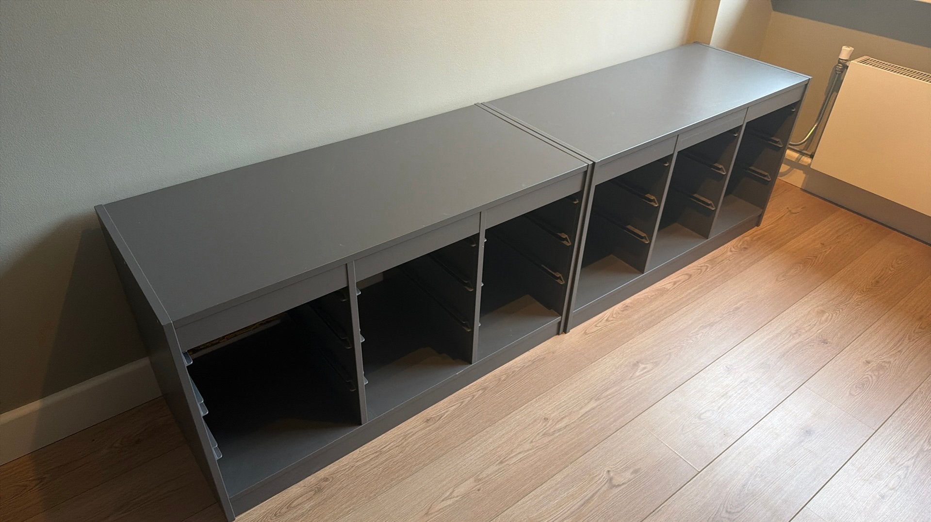 2x antraciet Trofast Ikea kasten, Huis en Inrichting, Kasten | Dressoirs, Ophalen, Zo goed als nieuw, 25 tot 50 cm, 50 tot 100 cm