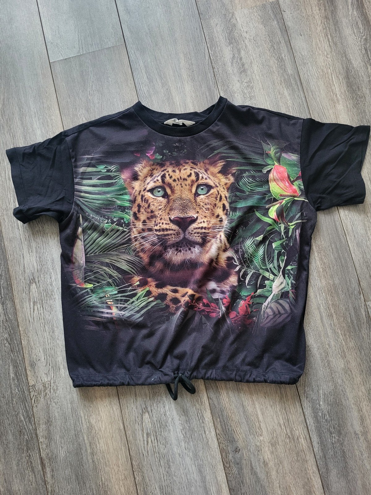 T-shirt met luipaard print, maat 170, Gebruikt, Meisje, H&M, Ophalen of Verzenden