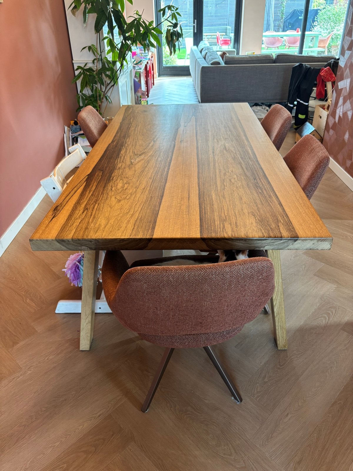 Handgemaakte Eettafel 200x100 cm - Massief Hout, Ophalen, Gebruikt, 50 tot 100 cm, Vijf personen of meer
