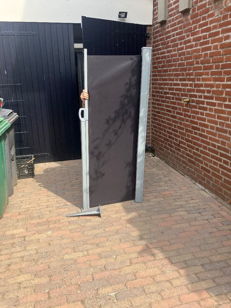 Antraciet Windscherm uitschuifbaar tuinscherm zijluifel, Ophalen, Aluminium, Zo goed als nieuw, 200 cm of meer